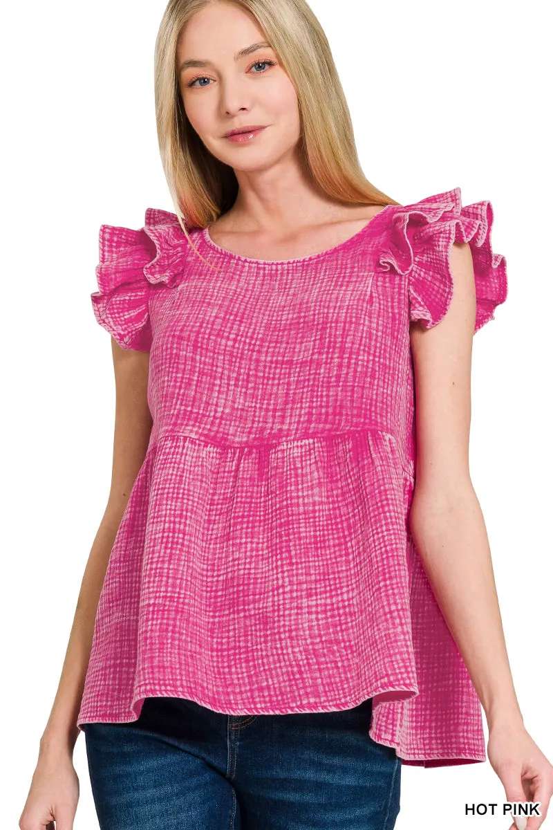 Ruffle Sleeve Peplum Top