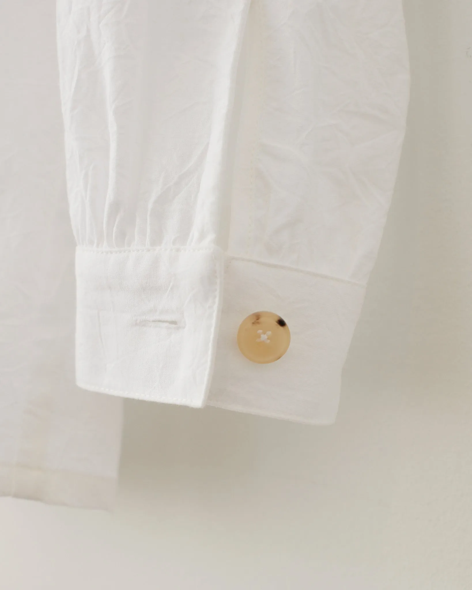 Ruffled Henley Shirt - White