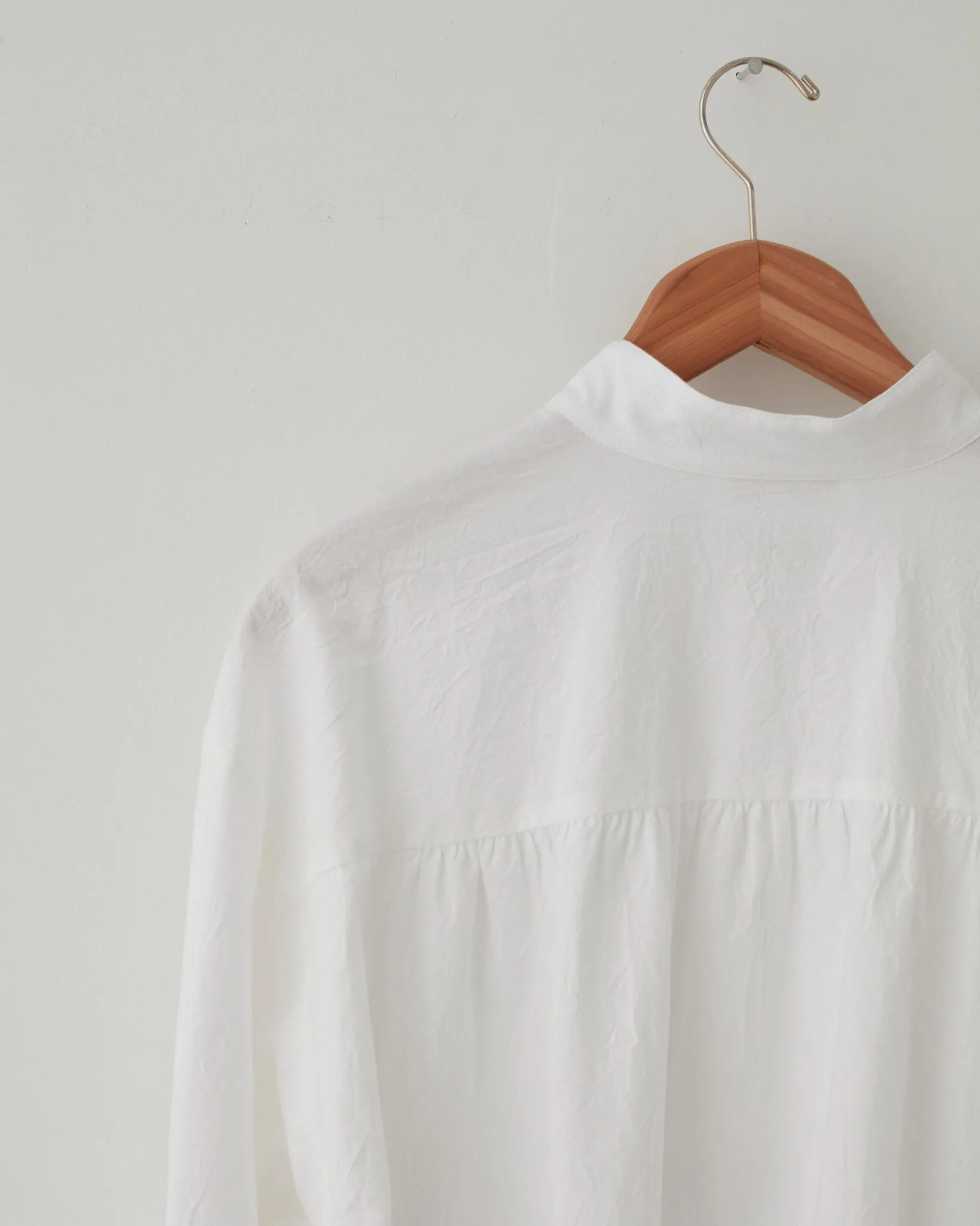 Ruffled Henley Shirt - White