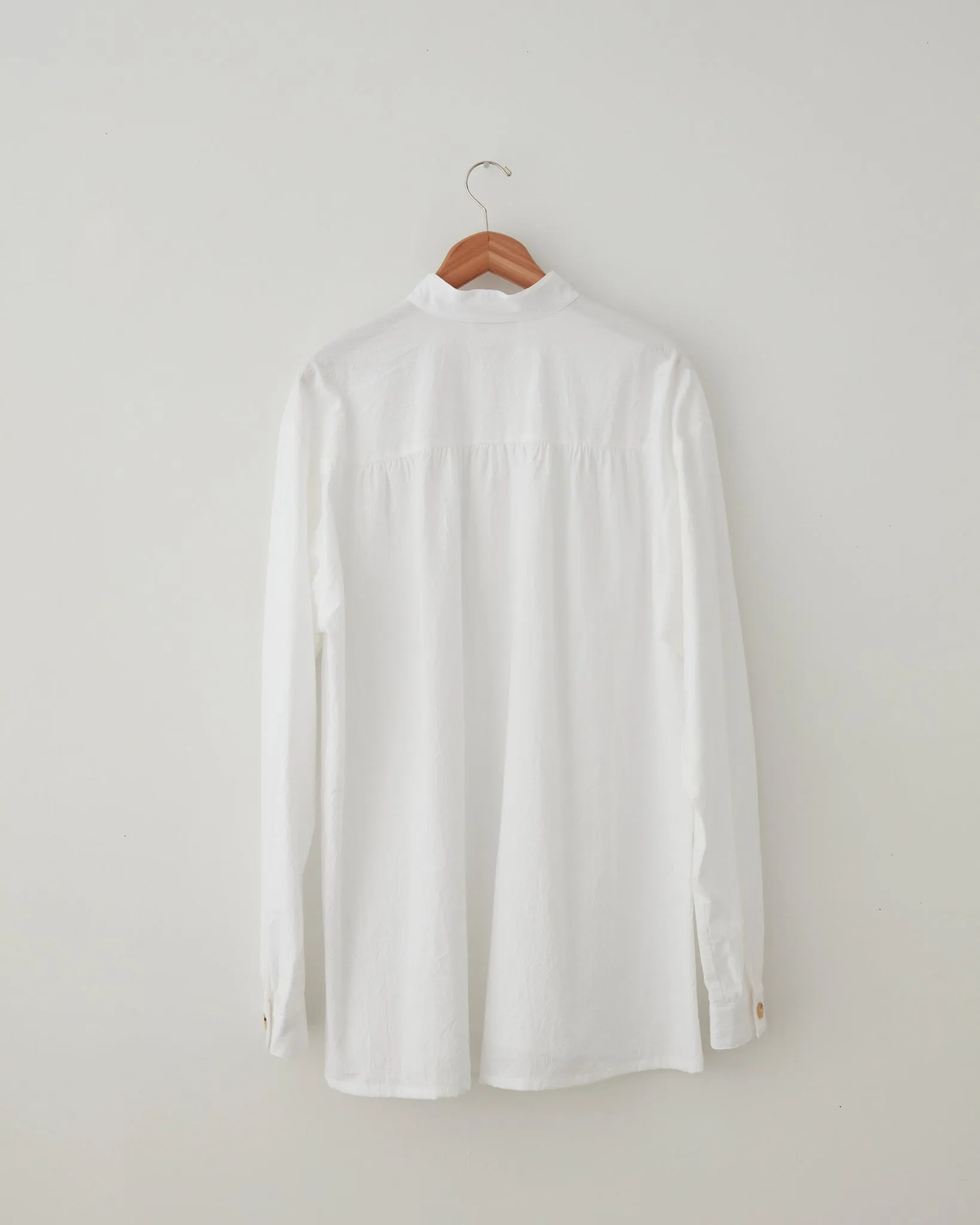 Ruffled Henley Shirt - White