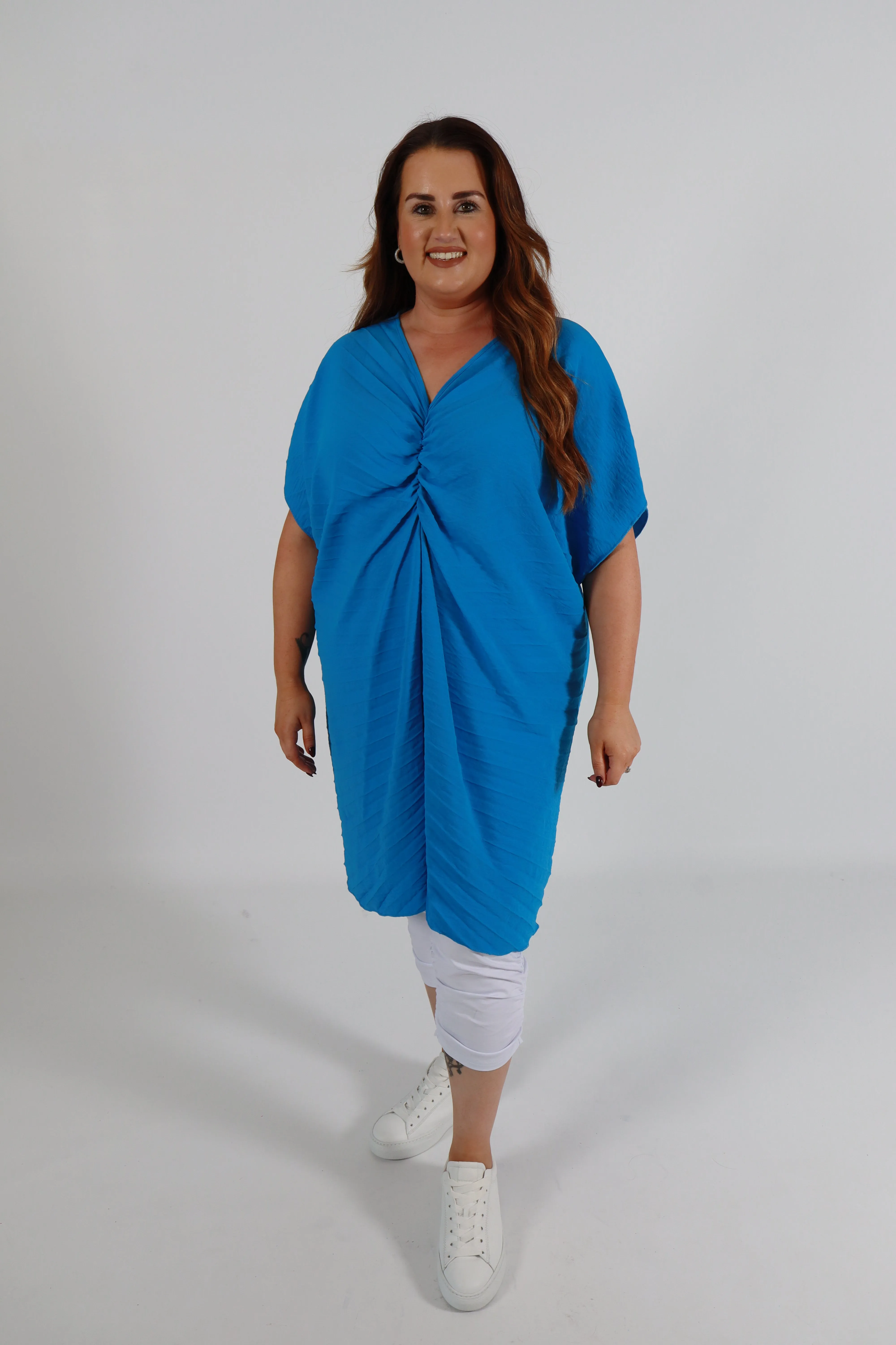 Sadhbh Pleated Oversized Tunic in Blue