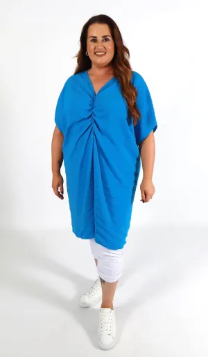 Sadhbh Pleated Oversized Tunic in Blue