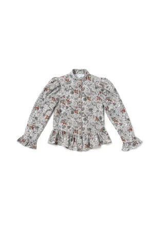 SAMPLE Peplum Puff Sleeve Button Down - Horses