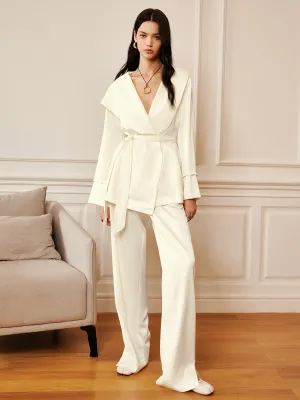 Satin Solid Hood Belted Shirt