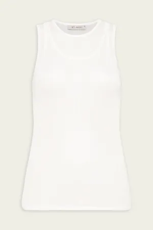 Semi Sheer Double Layer Tank in White