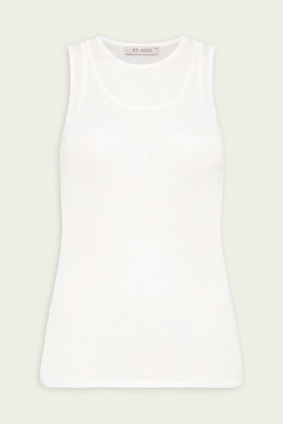 Semi Sheer Double Layer Tank in White