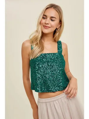 Sequin Relaxed Crop Tank