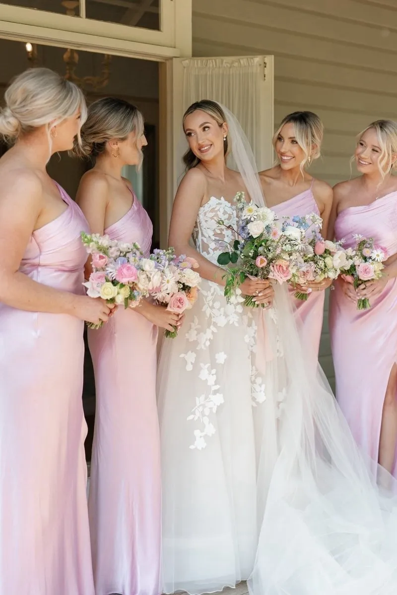 Sheath One Shoulder Cutout Fitted Bridesmaid Dresses