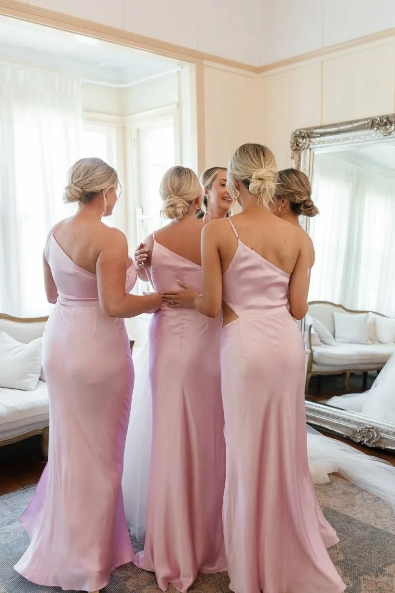 Sheath One Shoulder Cutout Fitted Bridesmaid Dresses