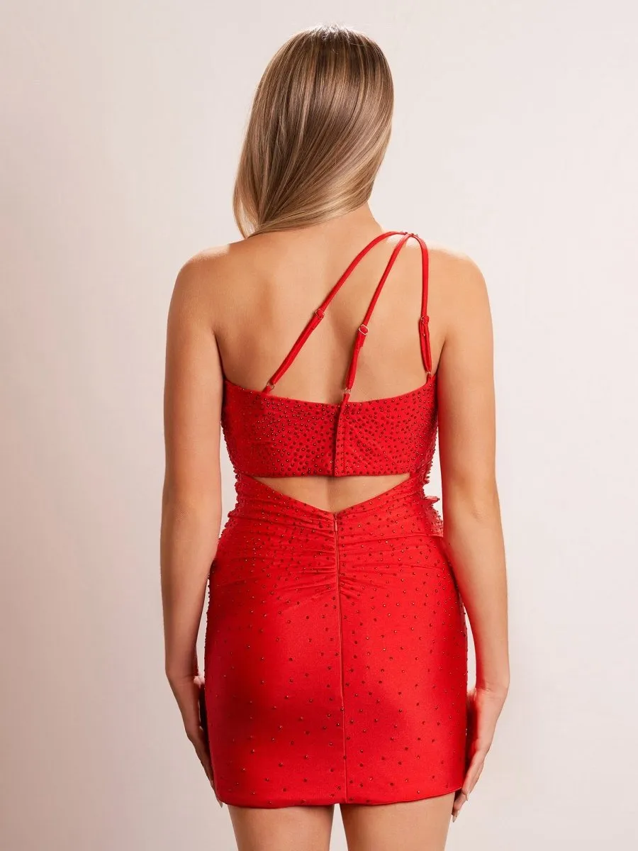 Sheath One Shoulder Short Homecoming Dresses with Beading
