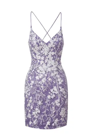 Sheath Short Spaghetti Straps Lace Homecoming Dresses