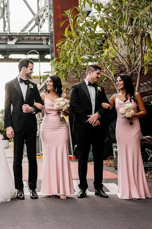Sheath Spaghetti Straps Long Bridesmaid Dresses