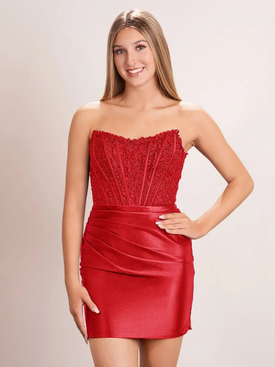 Sheath Strapless Corset Homecoming Dresses