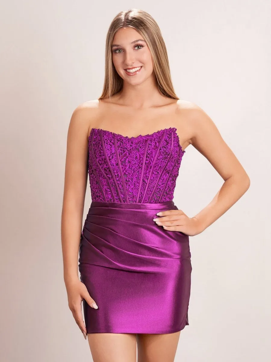 Sheath Strapless Corset Homecoming Dresses