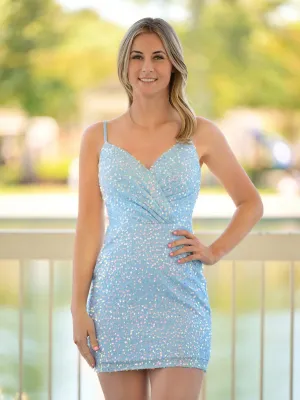 Sheath V Neck Sequin Homecoming Dresses