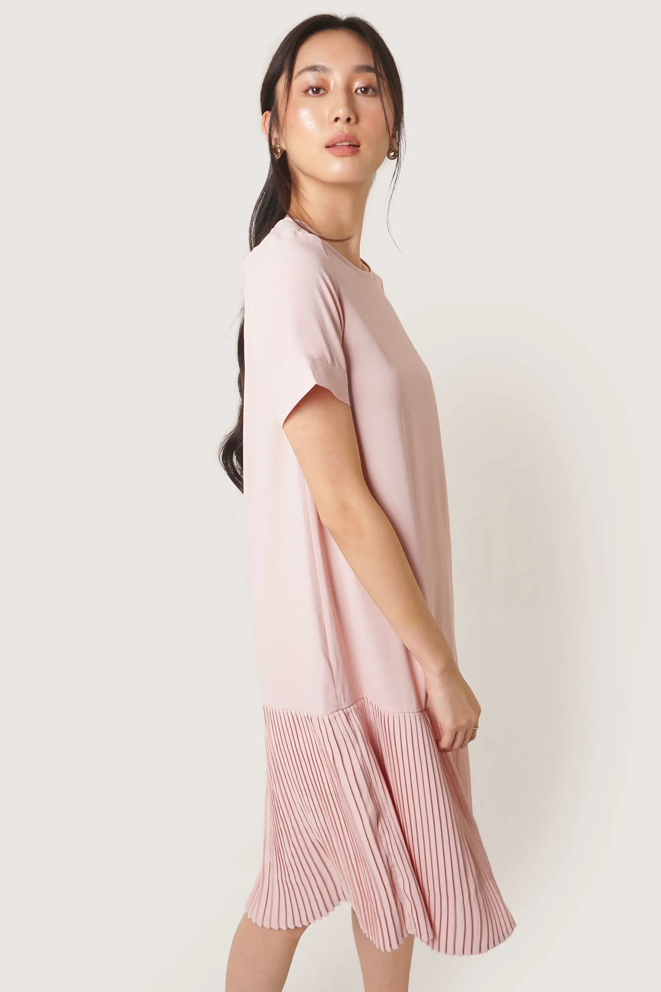 Shift Dress with Pleated Skirt