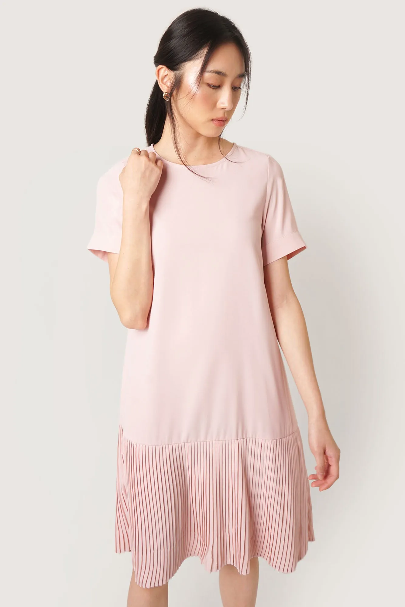 Shift Dress with Pleated Skirt