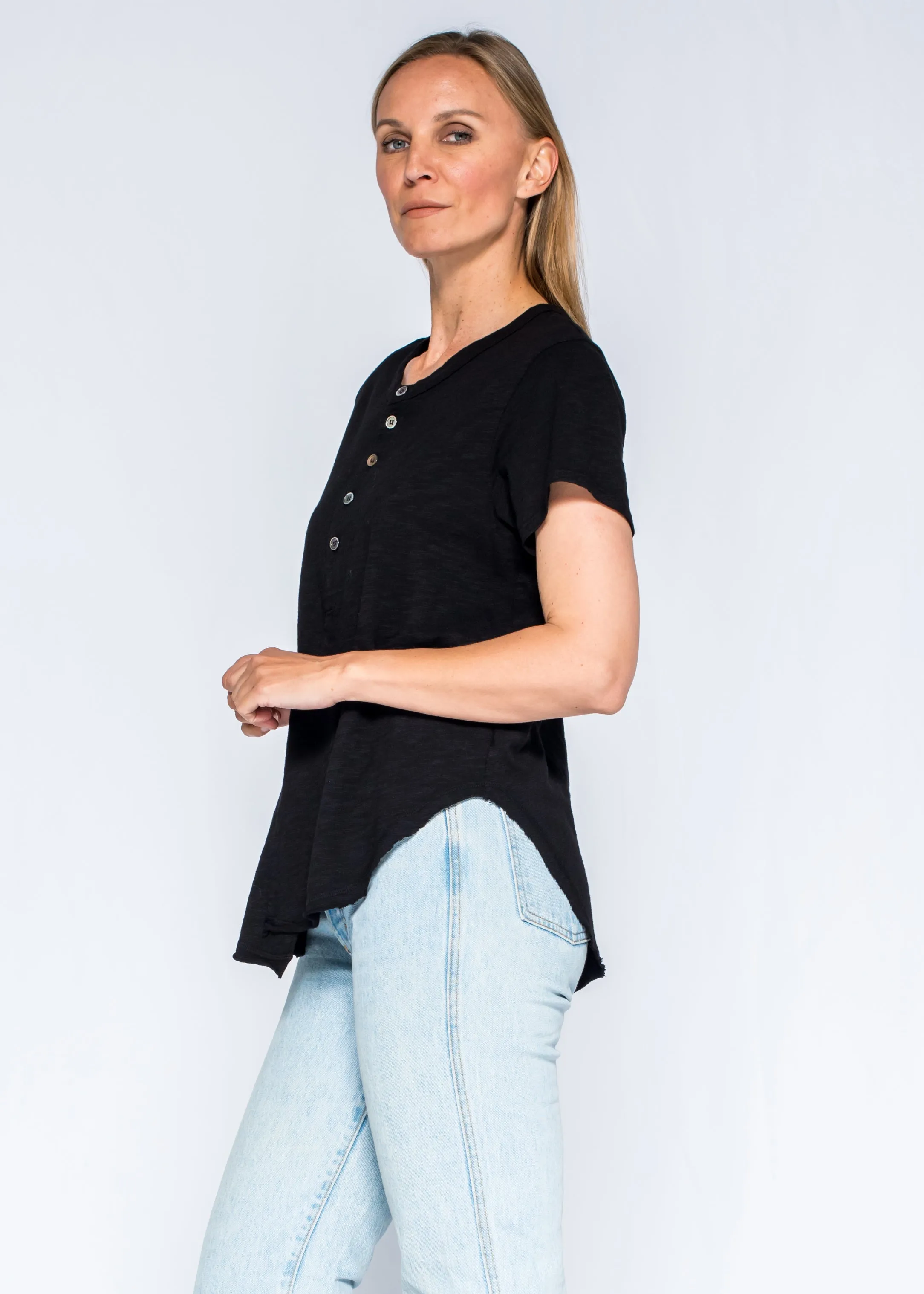 Shifted Shrunken Henley Short Sleeve Tee