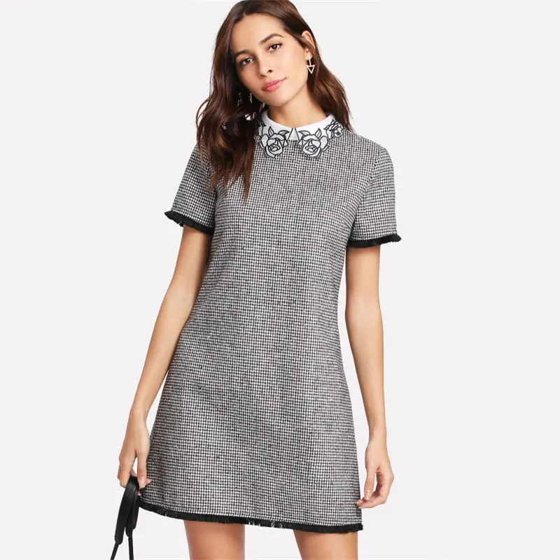 Short Sleeve Embroidered Dress