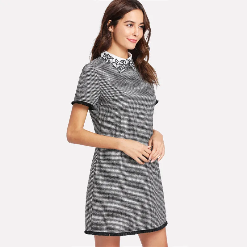 Short Sleeve Embroidered Dress