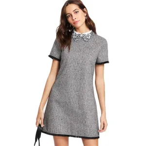 Short Sleeve Embroidered Dress