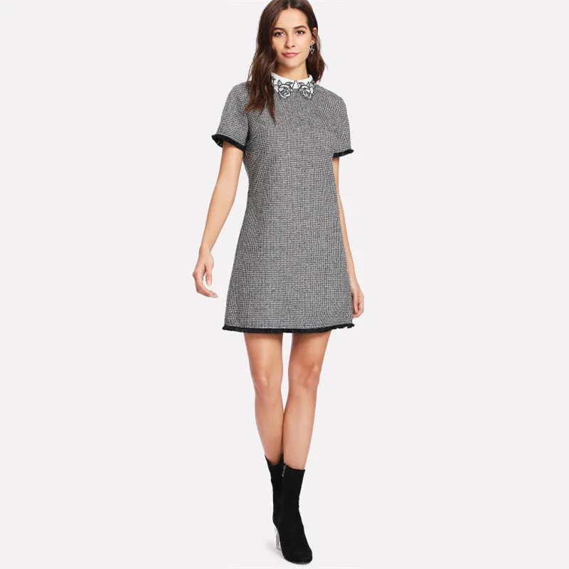 Short Sleeve Embroidered Dress