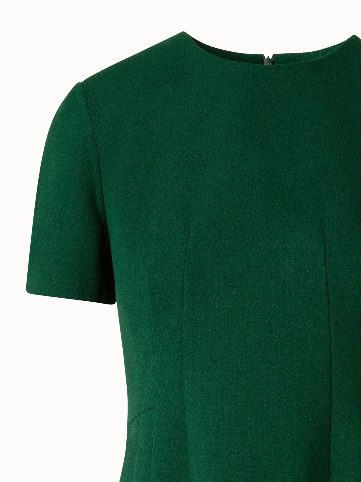 Short Sleeves Sheath Dress in Wool Double-Face
