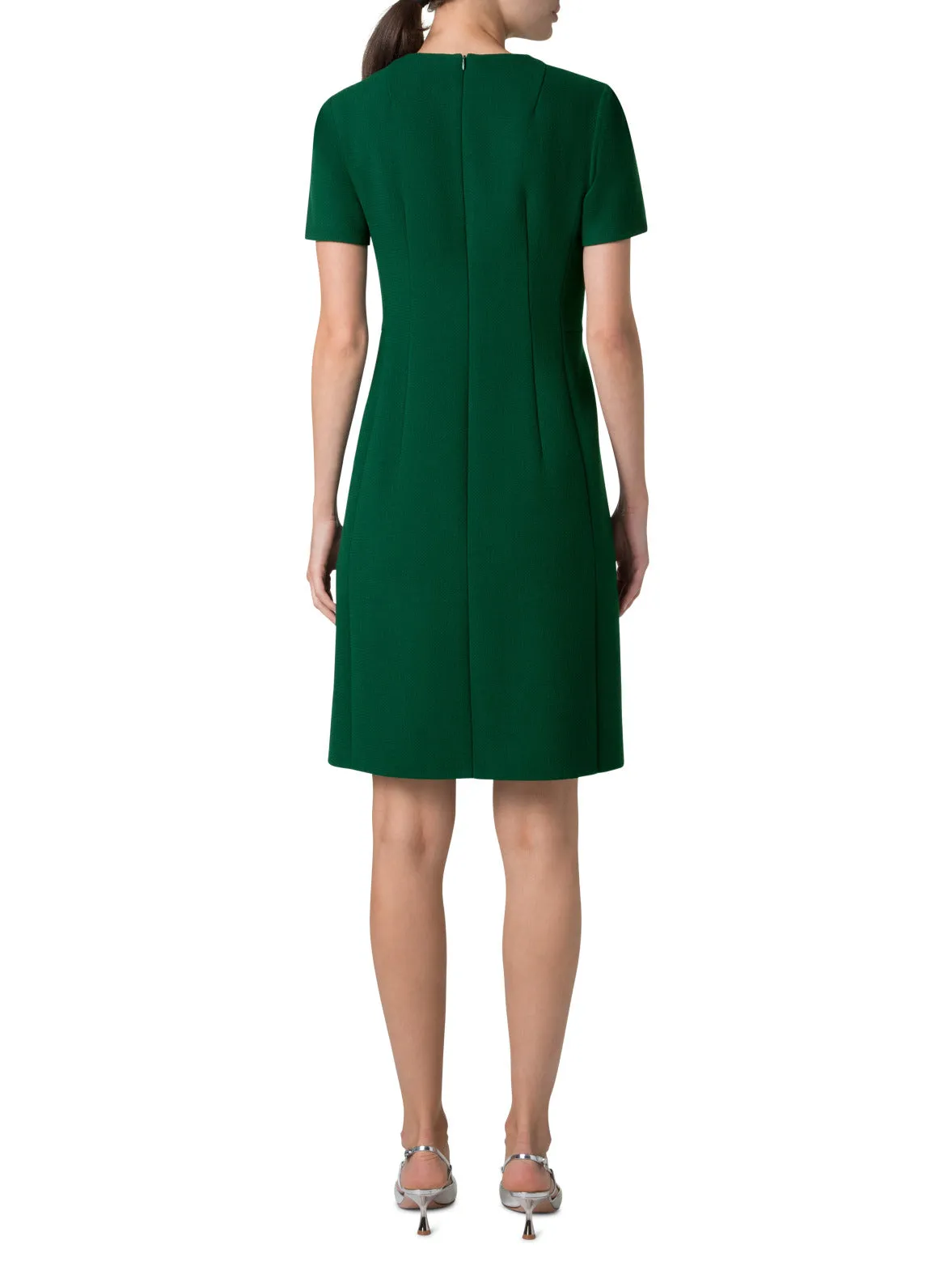 Short Sleeves Sheath Dress in Wool Double-Face