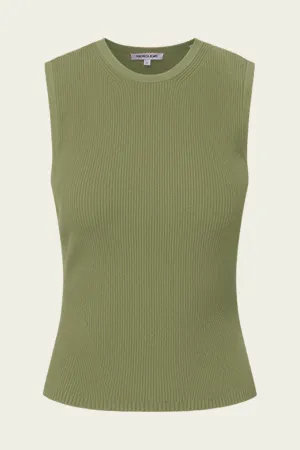 Sid Sleeveless Crewneck Pullover in Stone Army