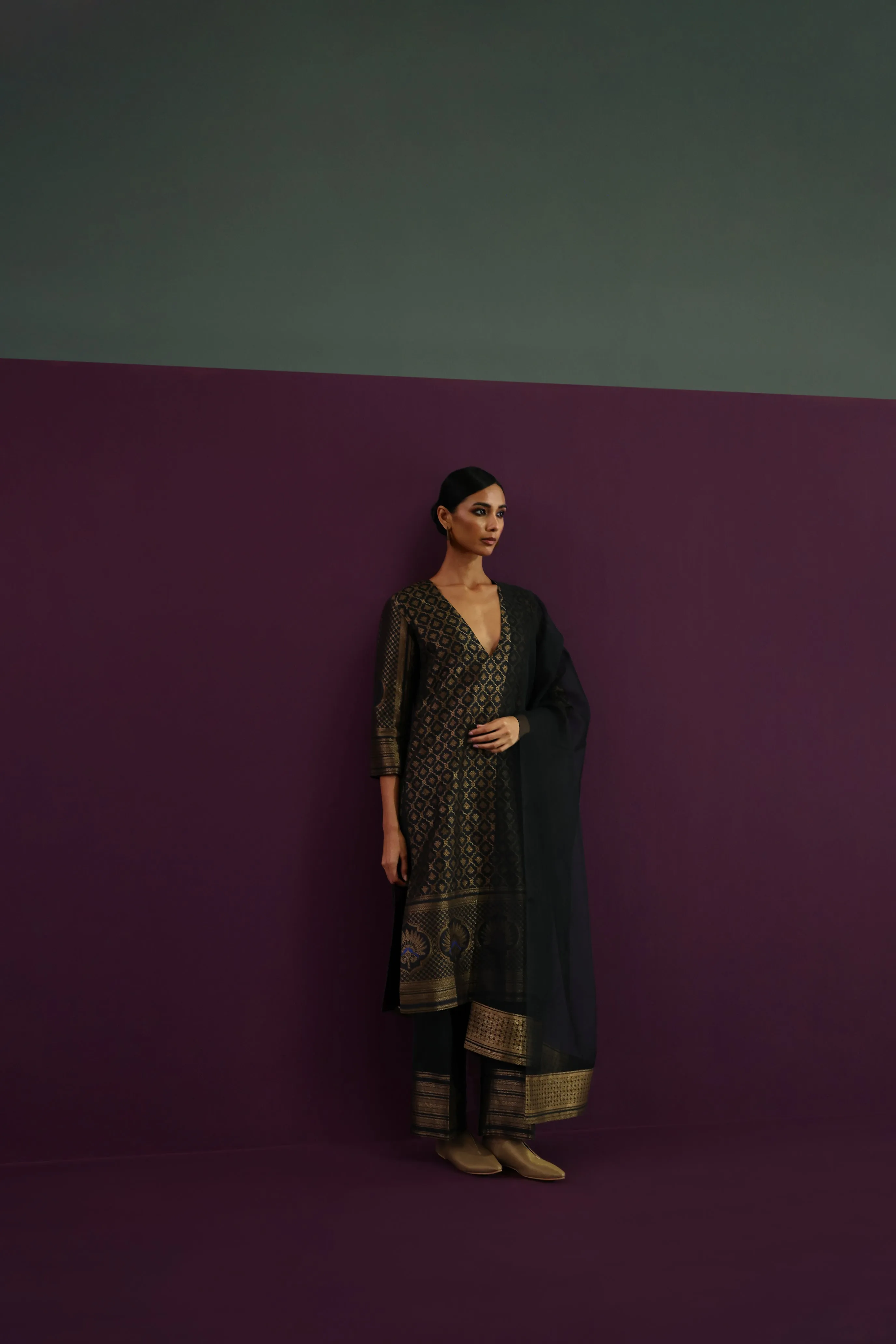 Silk Brocade Kurta Set