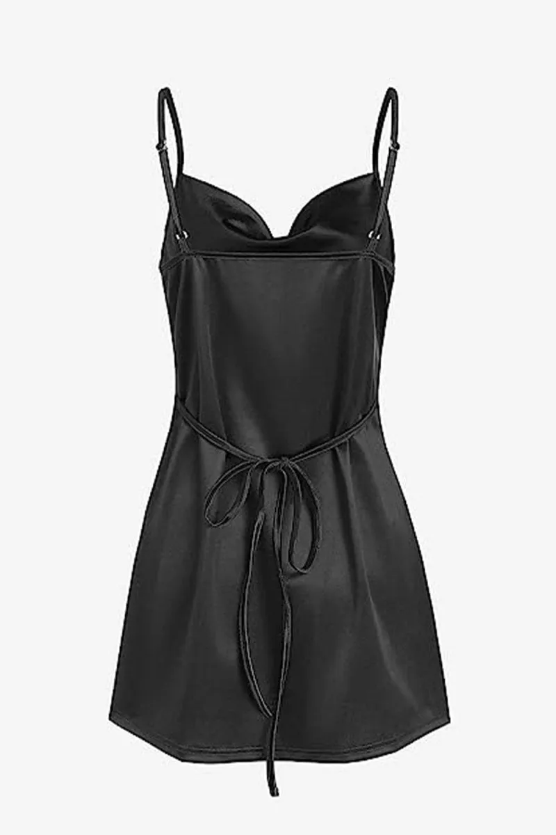 Simple Cowl Neck Satin Homecoming Dresses
