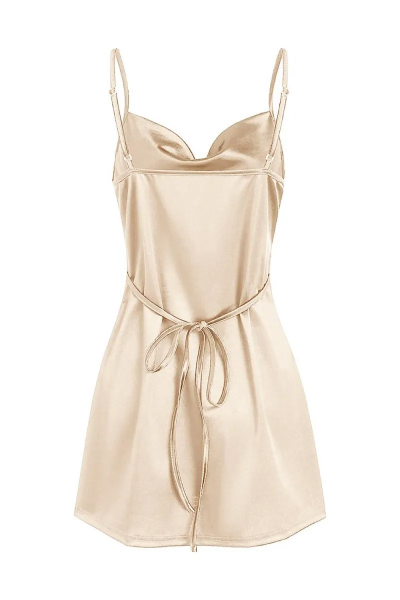 Simple Cowl Neck Satin Homecoming Dresses
