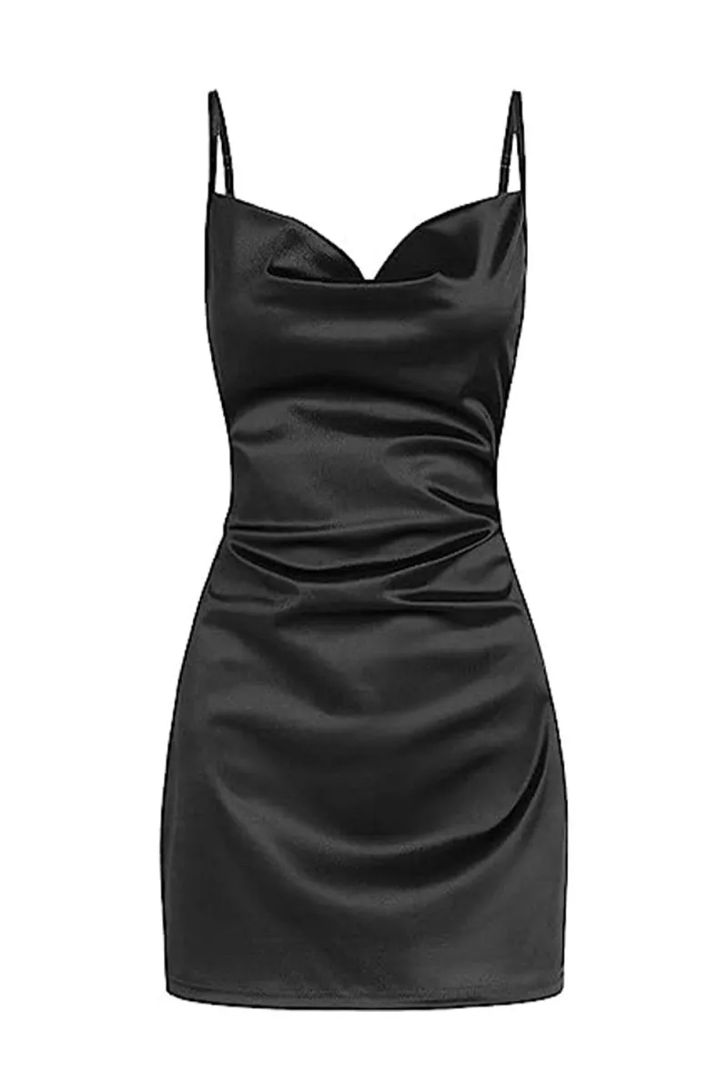 Simple Cowl Neck Satin Homecoming Dresses