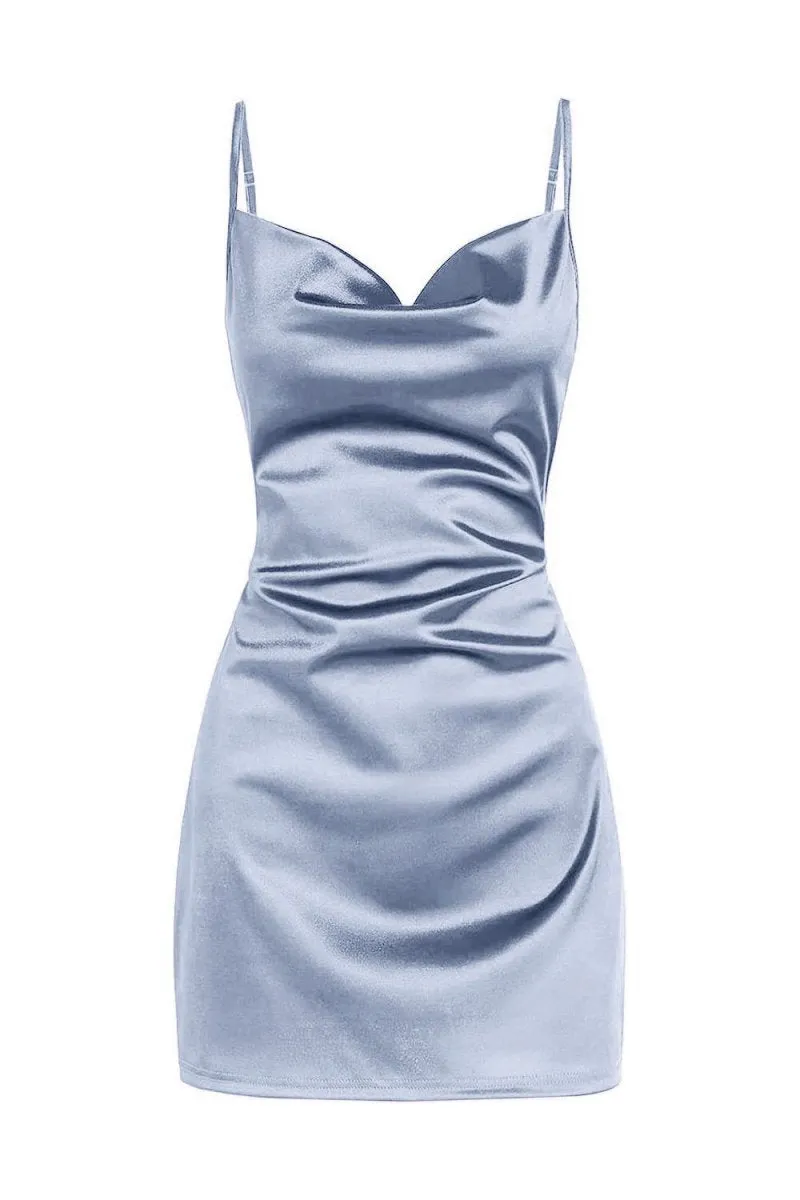 Simple Cowl Neck Satin Homecoming Dresses