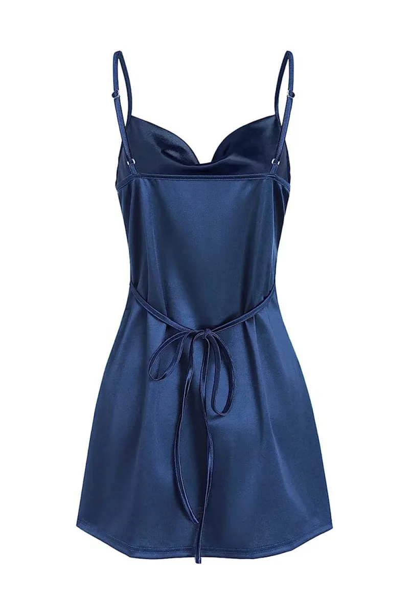 Simple Cowl Neck Satin Homecoming Dresses