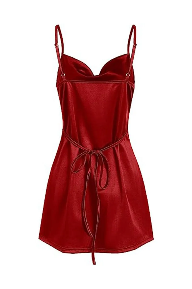 Simple Cowl Neck Satin Homecoming Dresses