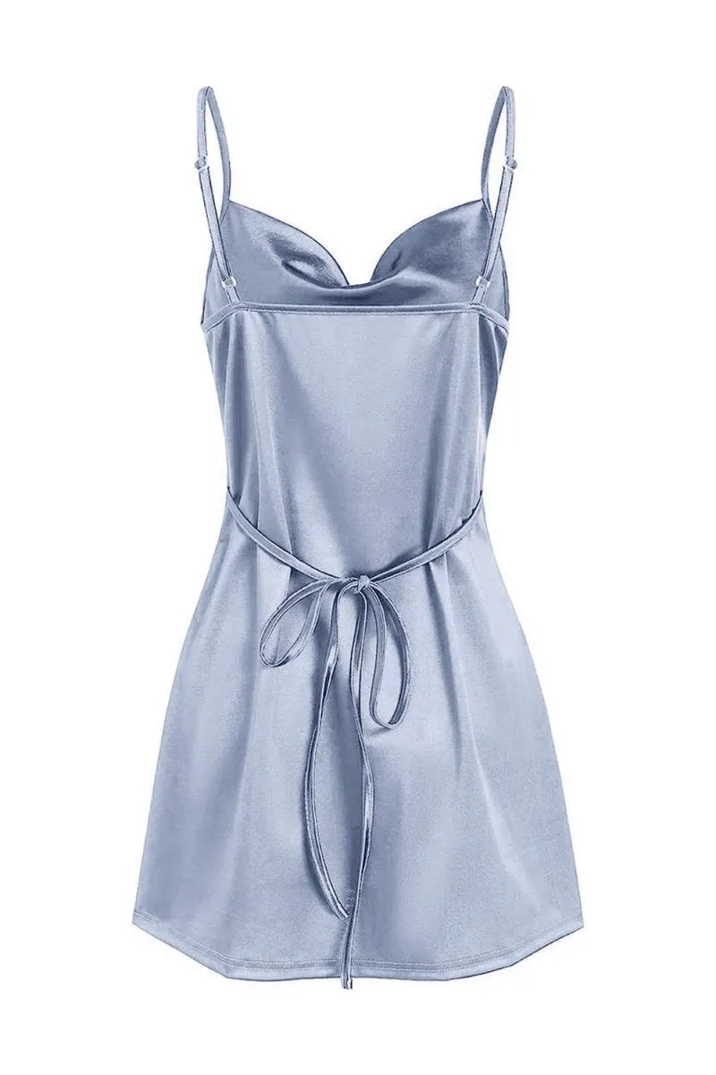 Simple Cowl Neck Satin Homecoming Dresses
