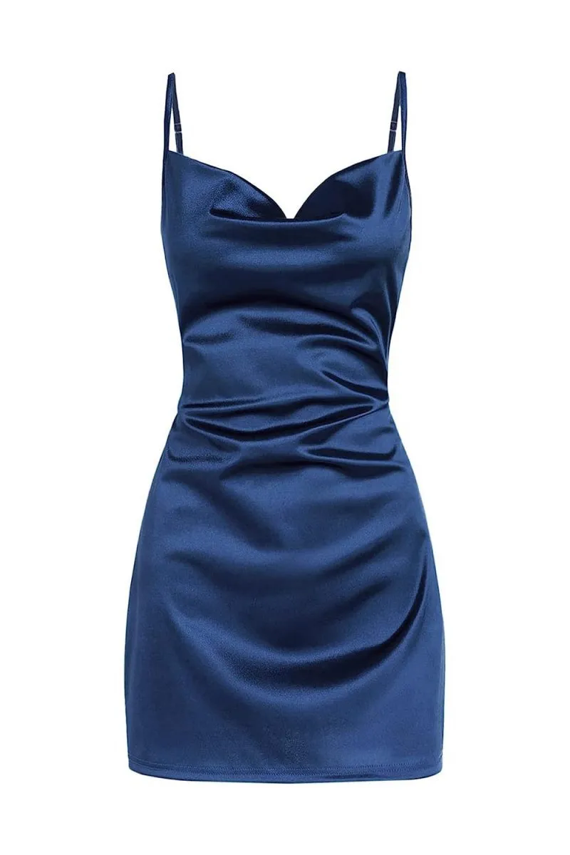 Simple Cowl Neck Satin Homecoming Dresses