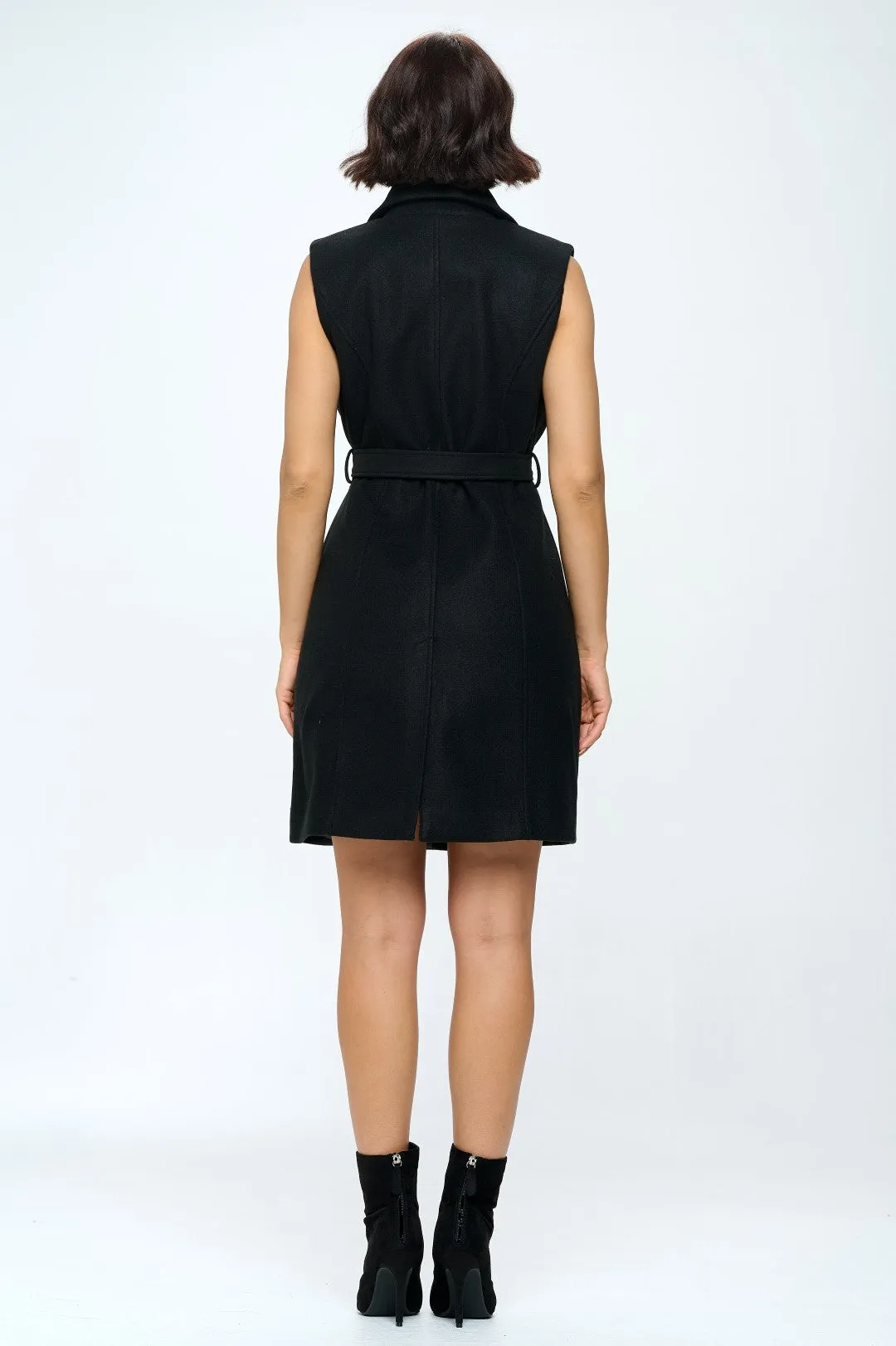 Sleek Silhouette Vegan Wool Belted Vest (OPEN PACK)