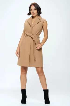 Sleek Silhouette Vegan Wool Belted Vest (OPEN PACK)