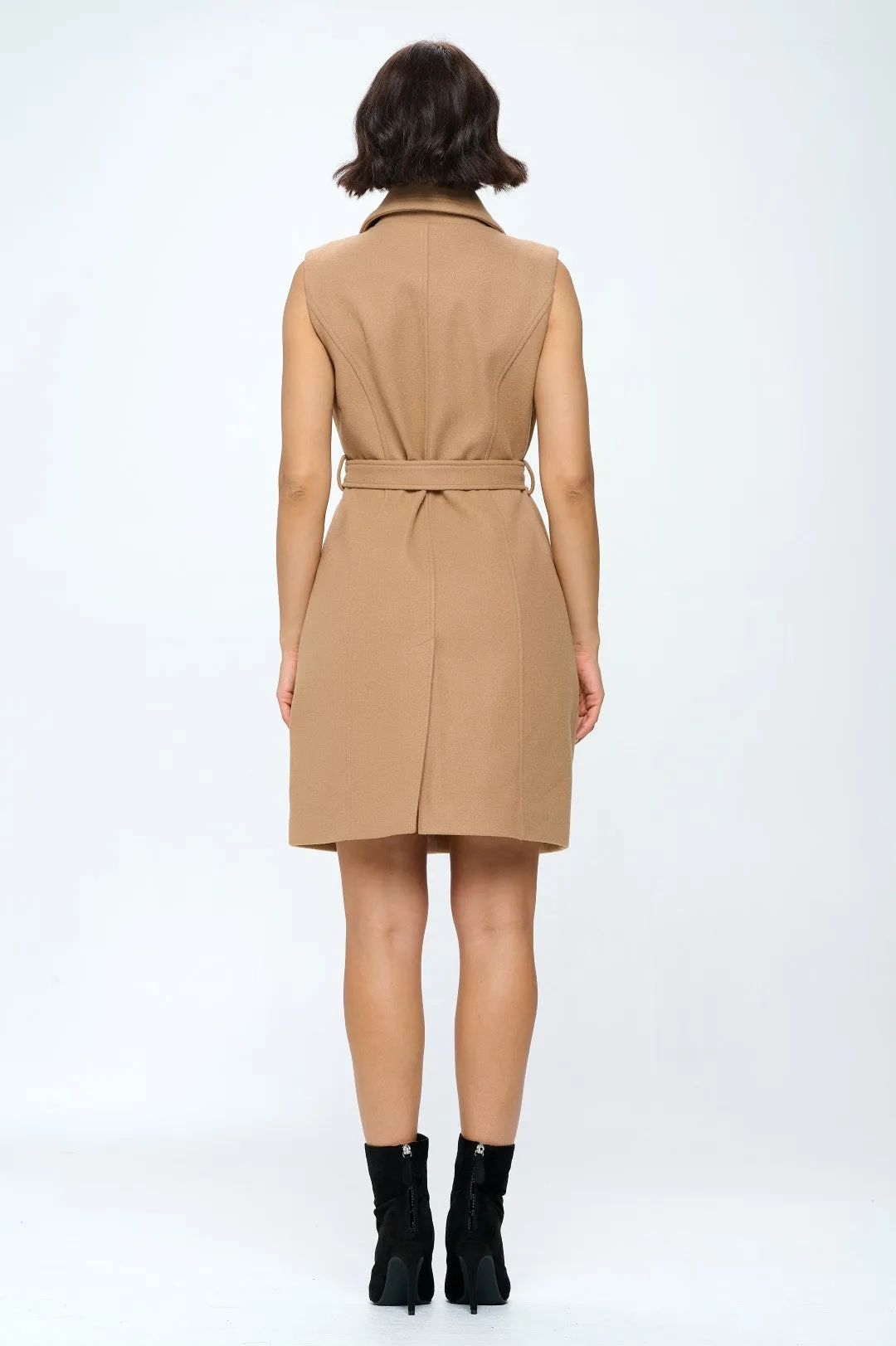 Sleek Silhouette Vegan Wool Belted Vest (OPEN PACK)