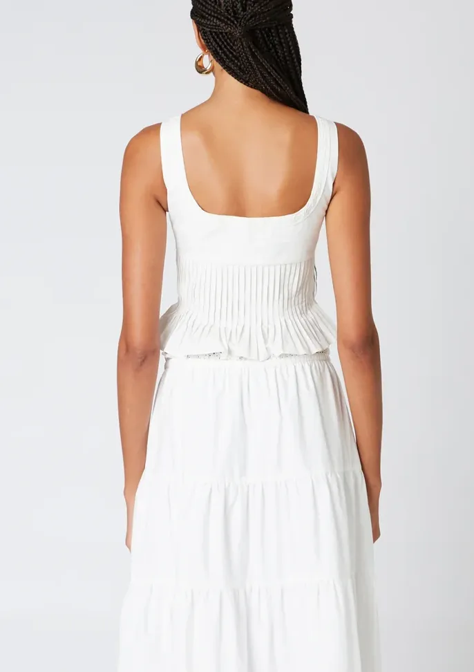 Sleeveless Eyelet Pin Tuck Top