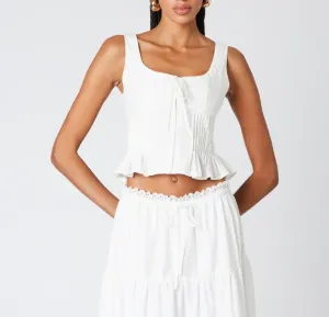 Sleeveless Eyelet Pin Tuck Top