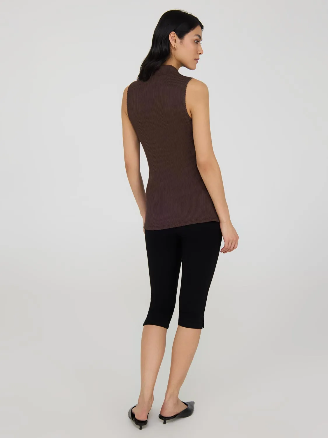 Sleeveless Mock Neck Belted Tunic