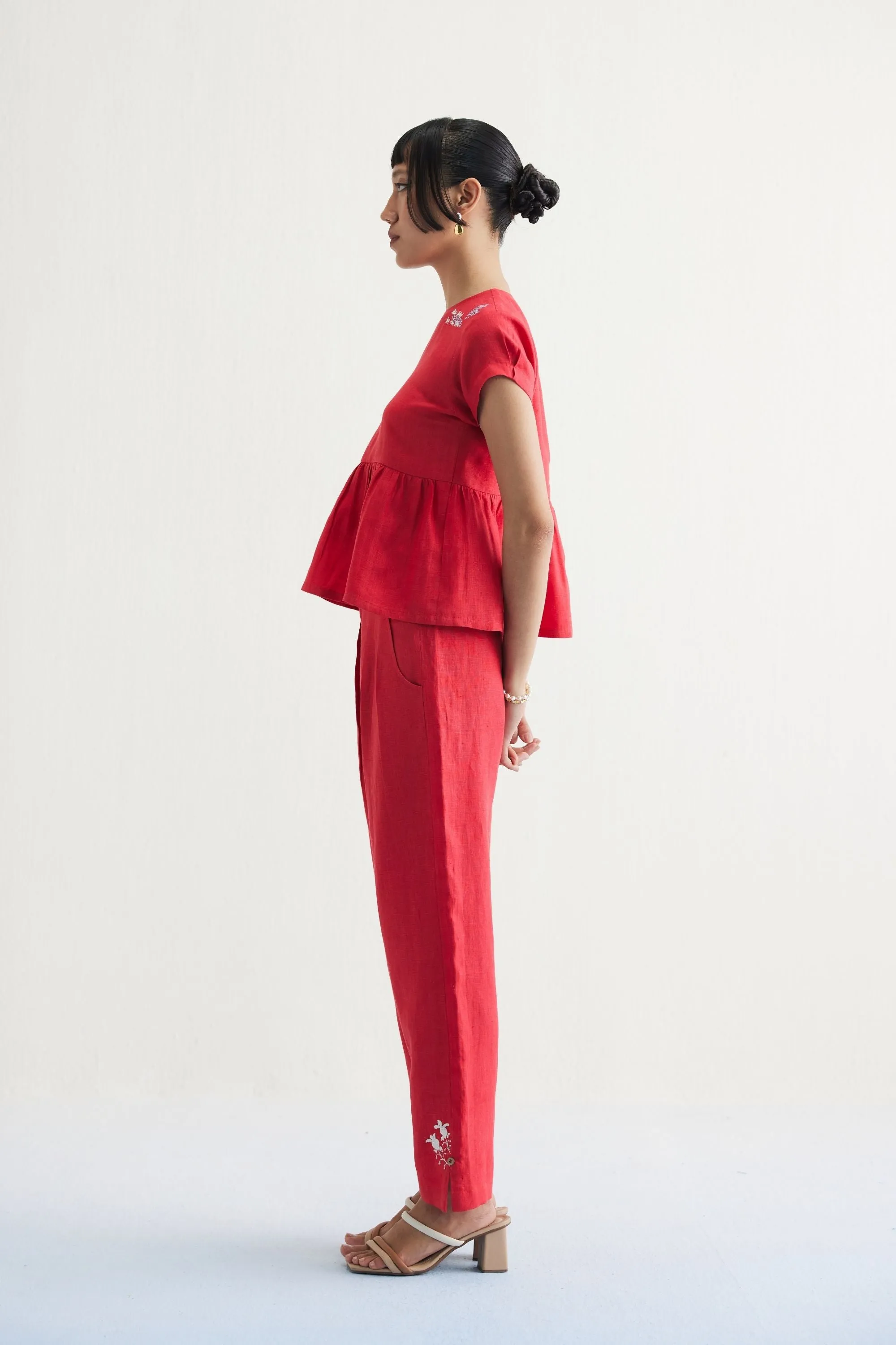 Slow Living Linen Peplum Top