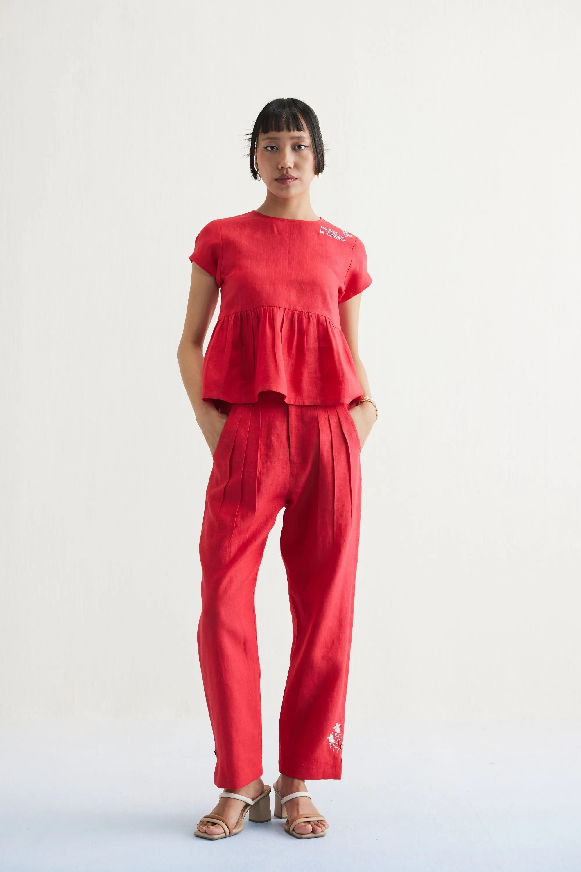 Slow Living Linen Peplum Top