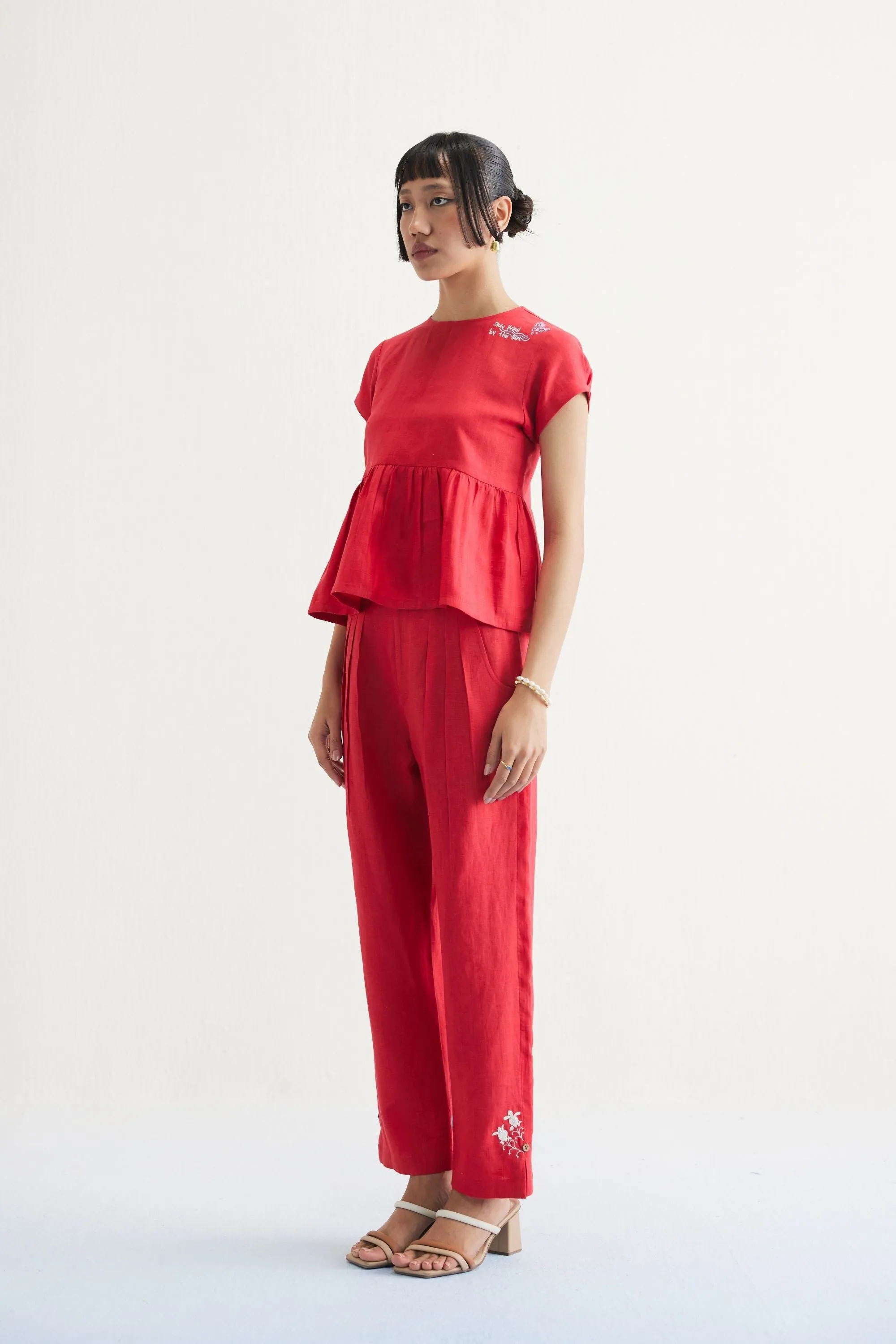 Slow Living Linen Peplum Top