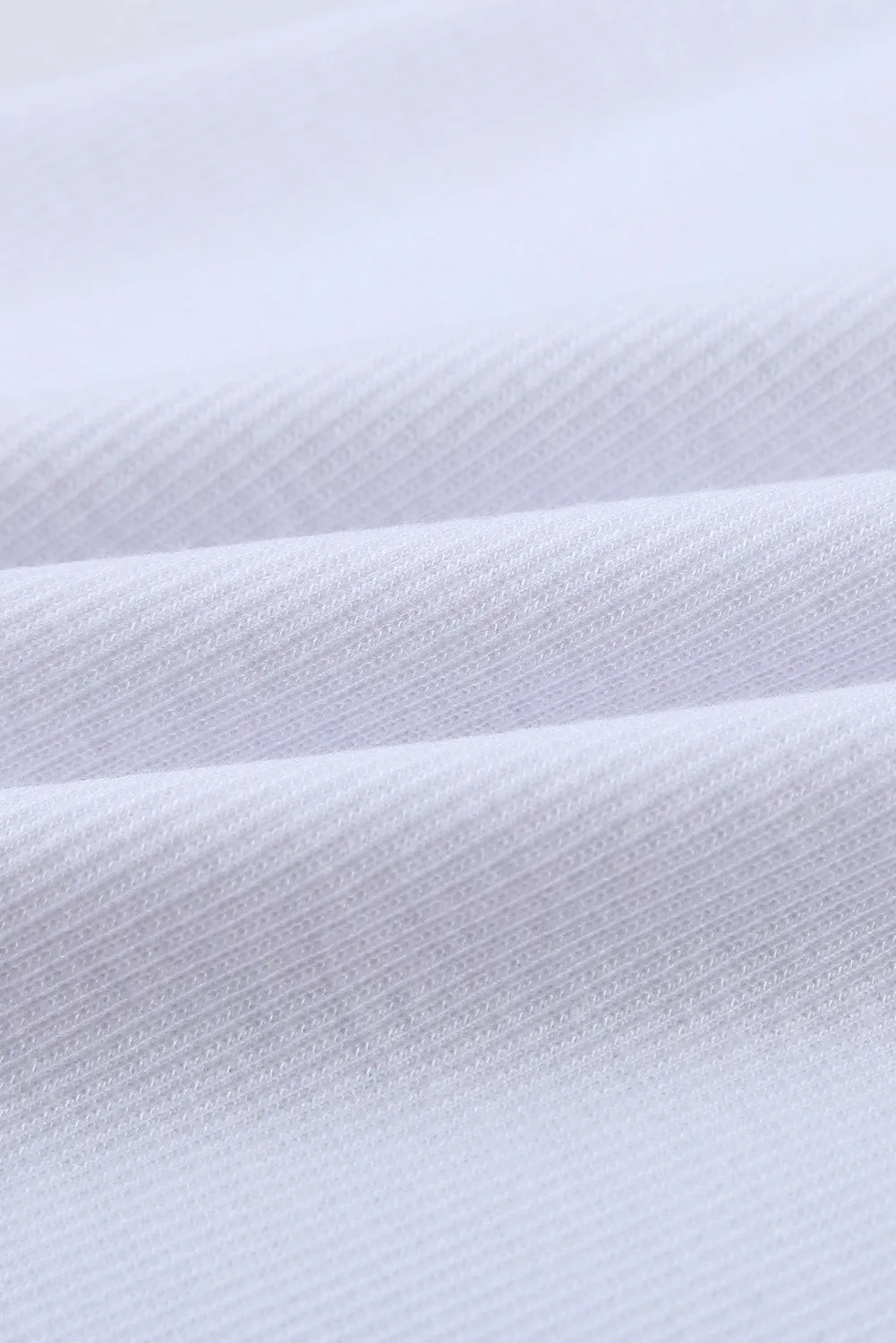 Solid White Round Neck Ribbed Tank Top