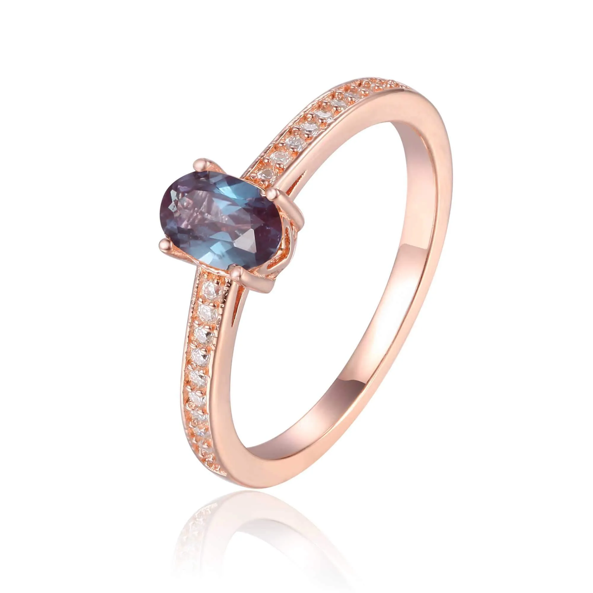 Solitaire Rose Gold Alexandrite Ring