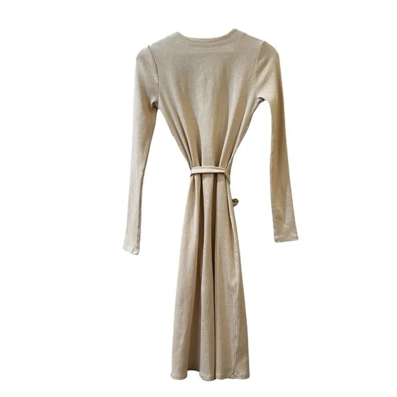 Splendid Botanical Dyed Rib Button Front Sweater Dress Almond Size XS